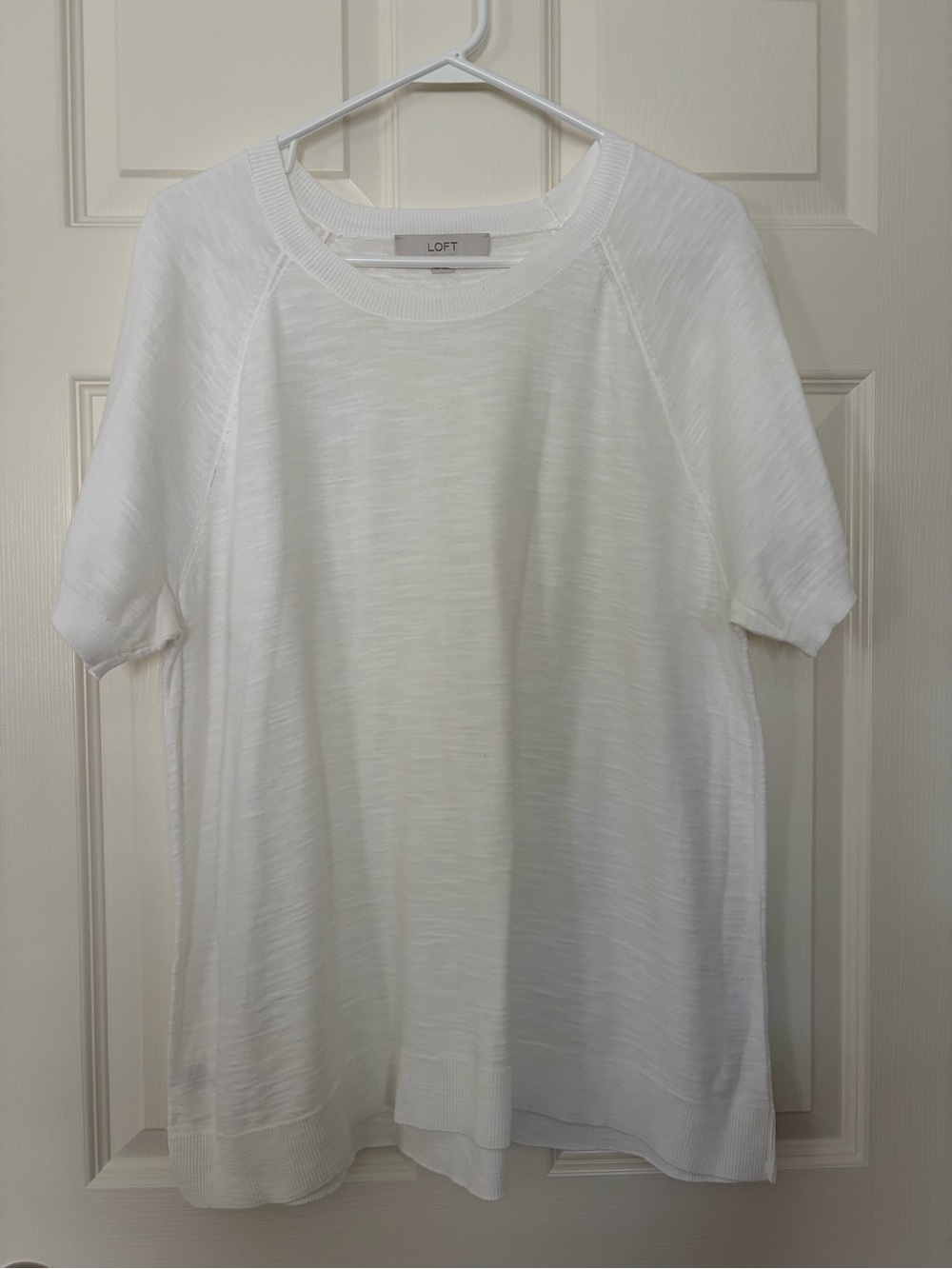 LOFT White Short Sleeve Crewneck Knit Top